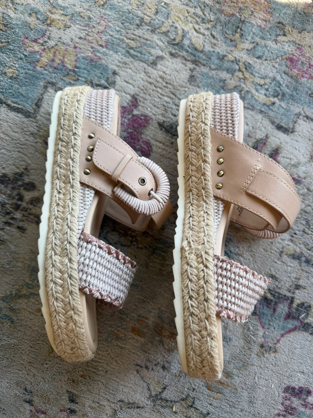 Earth Colla Espadrille Platform Slide Sandals Tan 9
